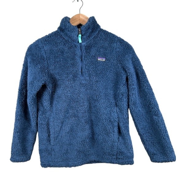 Patagonia Los Gatos Fleece 1/4 Zip Pullover Sweater Jacket Blue Girls Size L 12. - Picture 1 of 8